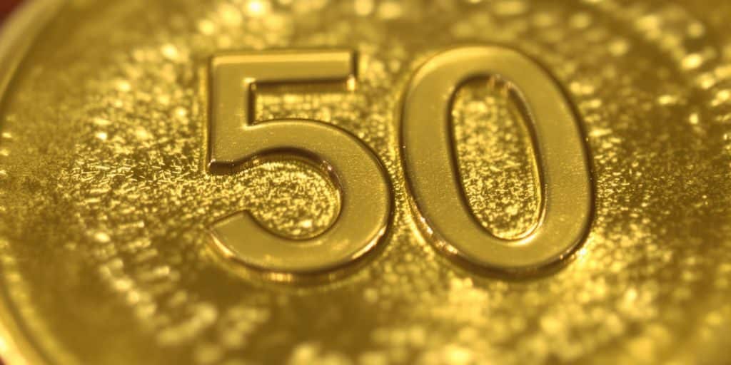 Pièce de 50 pesos or mexicaine.