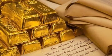 Lingots d'or et documents anciens, évoquant la richesse et l'héritage.
