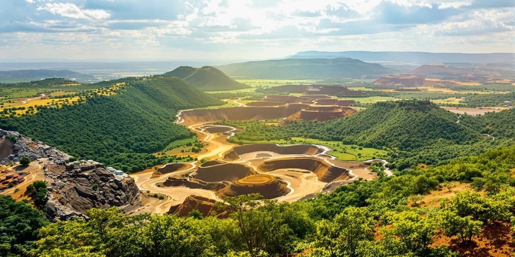 Paysage africain avec ressources naturelles riches.