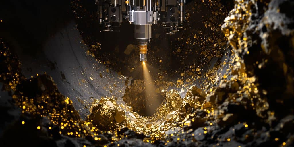Extraction d'or avec des équipements modernes.