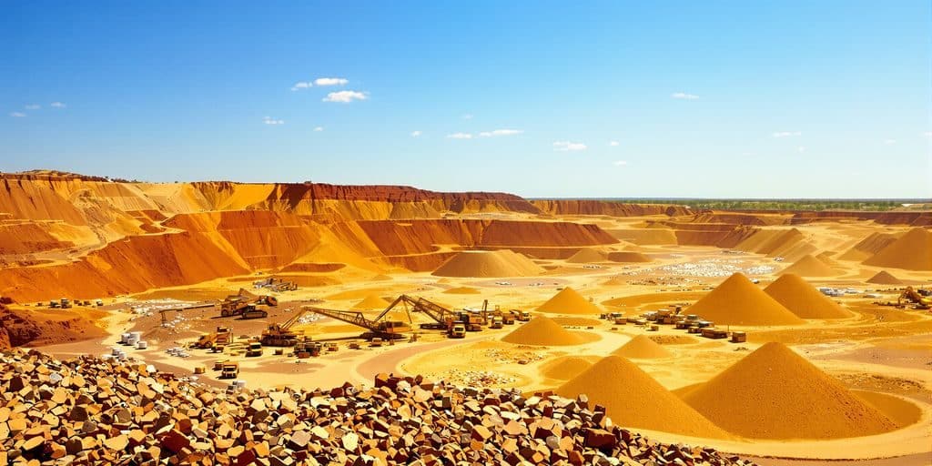 Mine d'or australienne avec des pépites.