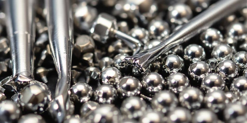 Alliages dentaires brillants dans des instruments chirurgicaux.