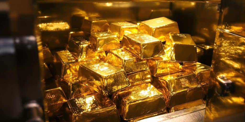 Lingots d'or dans un coffre-fort