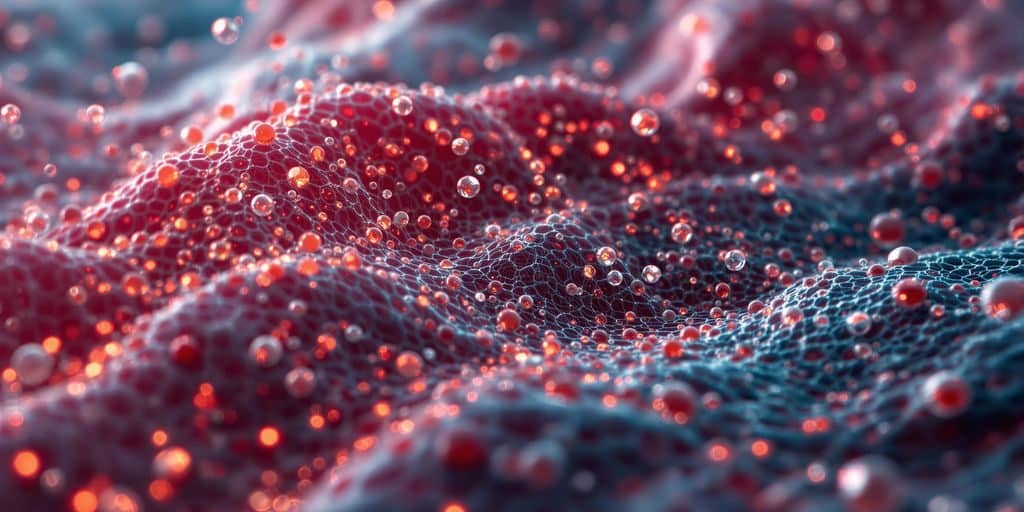 Nanoparticules explorant un vaisseau sanguin humain.