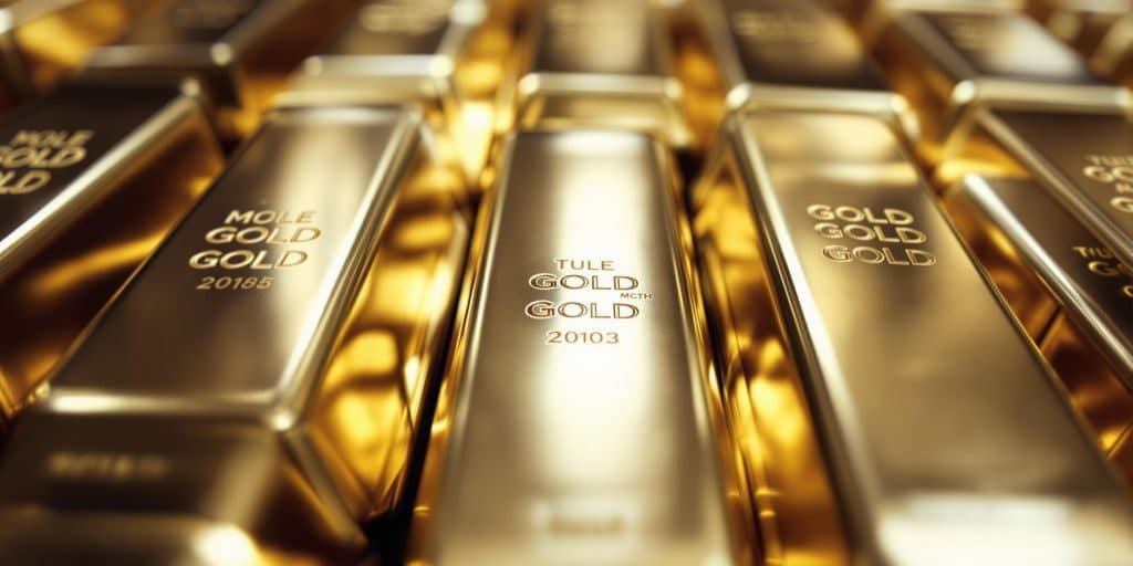 Lingots d'or brillants, gros plan