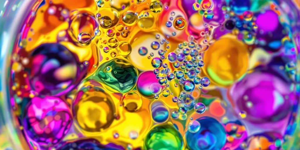 Molécules colorées dans un appareil de laboratoire.