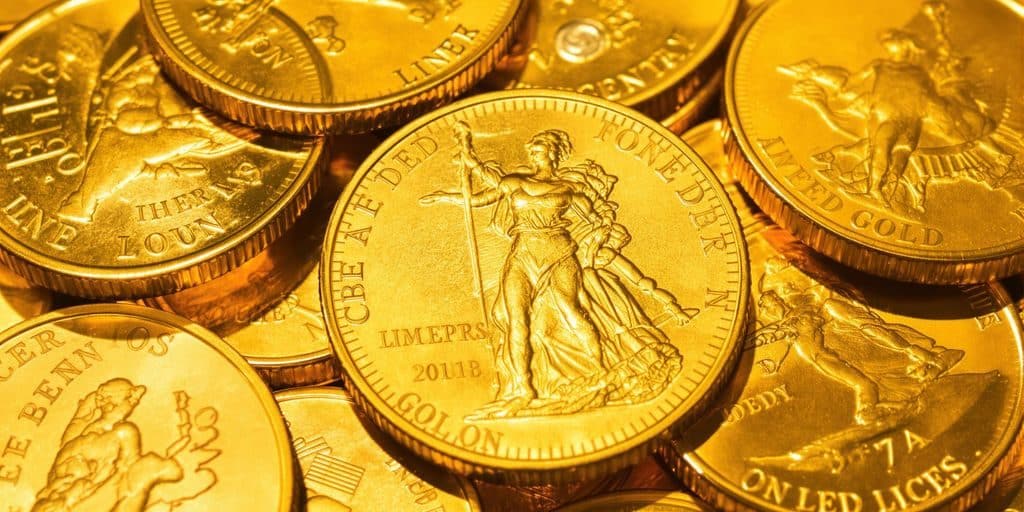 Pièces d'or américaines anciennes et modernes.