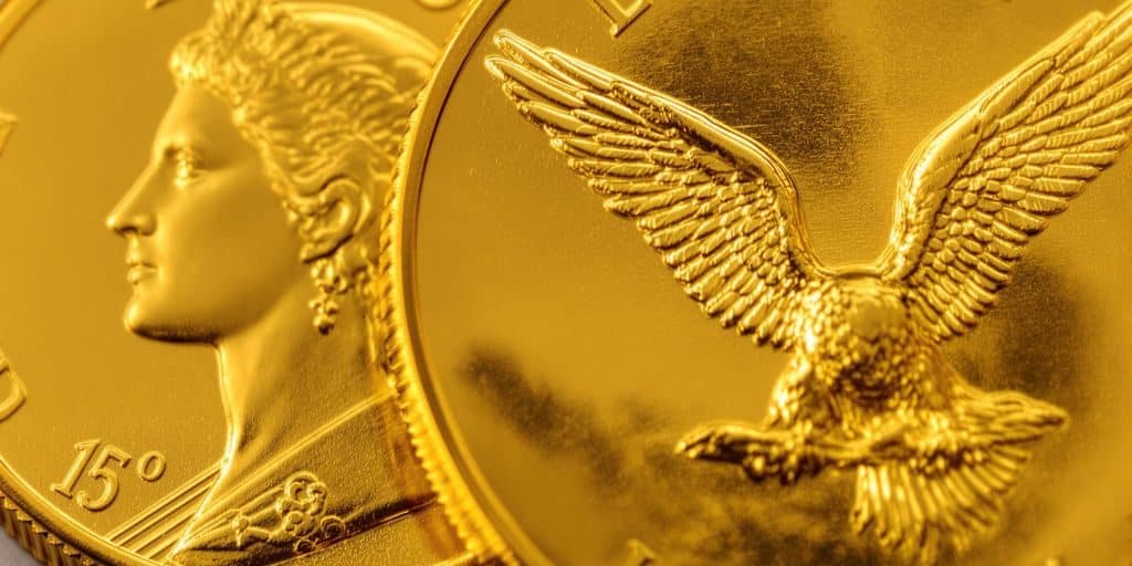 Pièces d'or américaines Liberty et Saint-Gaudens.