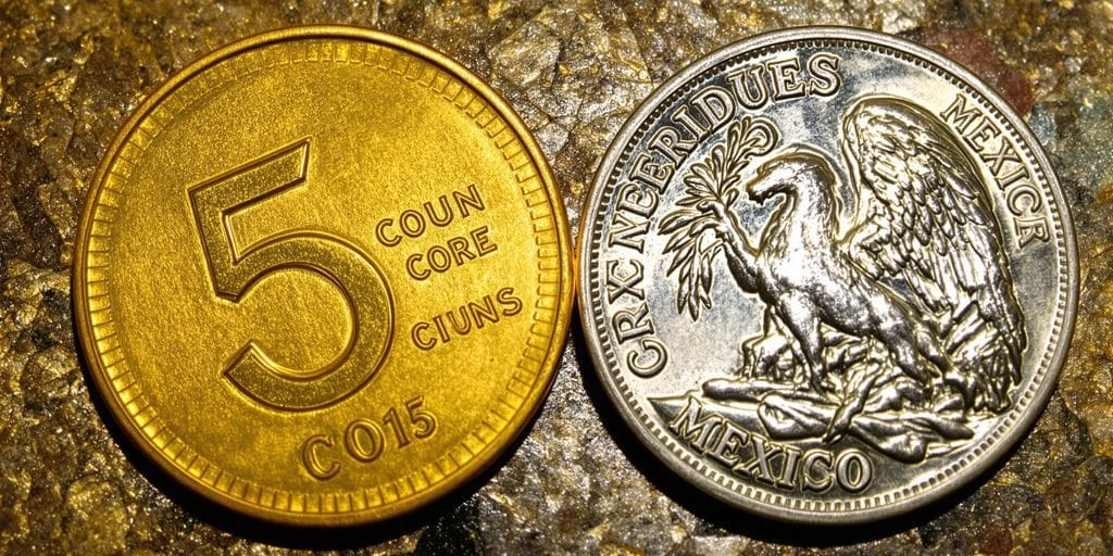 Pièces d'or et d'argent à côté de billets