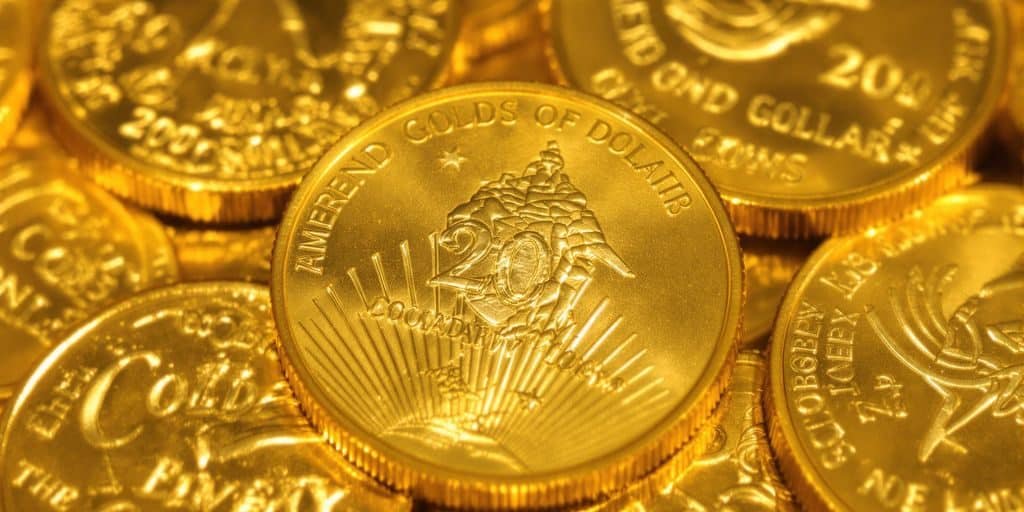 Pièce d'or de 20 dollars américains.