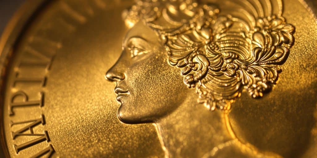 Marianne Coq, pièce d'or française, profil droit.