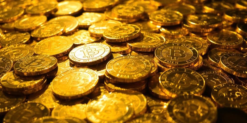 Pile de pièces d'or s'élevant