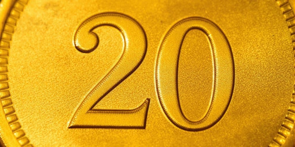 Pièce d'or de 20 francs suisses brillants.