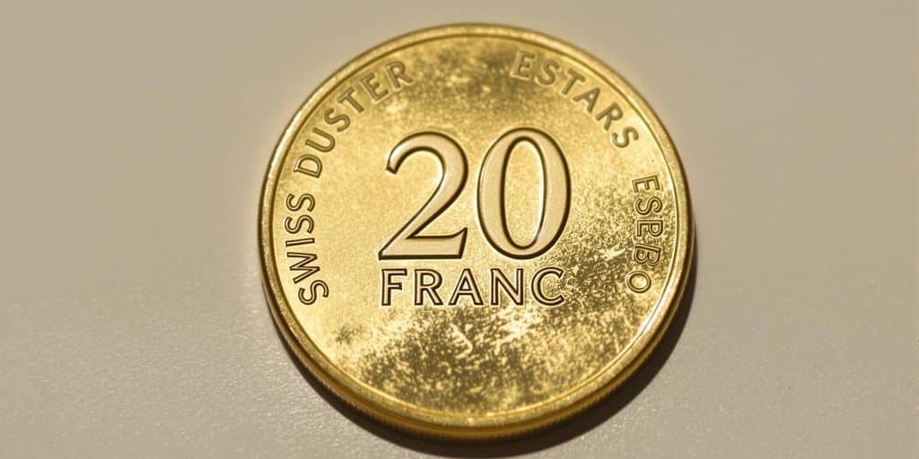 Une pièce d'or de 20 francs suisses brillante.