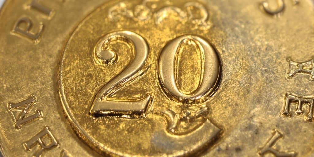Pièce de 20 Francs Or Napoléon, vue rapprochée.