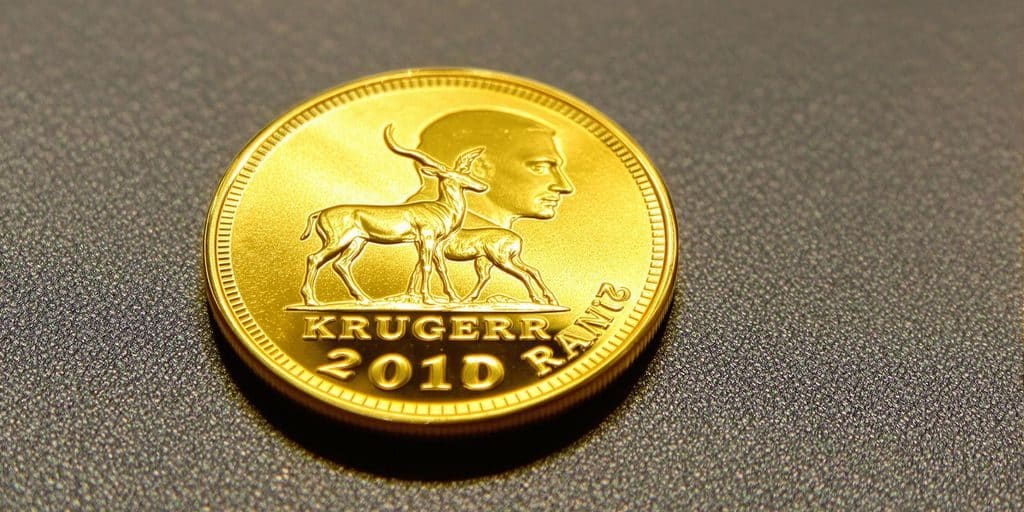 Pièce d'or Krugerrand dorée brillante.
